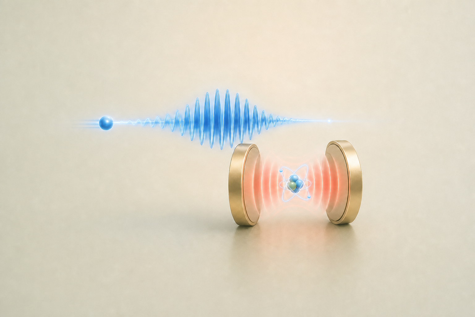 Free-electron wavepacket passing near an atom inside a photonic cavity